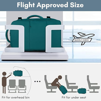 Taygeer Carry on Backpack for Men Women, Luggage Laptop Backpack for Airplane Travel with USB Charging Port, 35L Water Resistant Gym Weekender Bag for College Gift, Peacock Blue