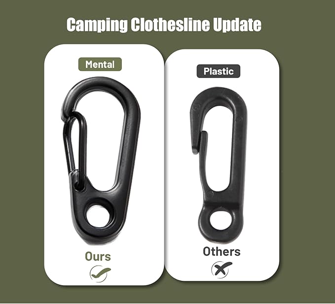 Portable Travel Clothesline Cord, Caudblor Adjustable 33ft Camping Clothes line, Laundry Drying Rope for Hotel Trip, Cruise, Outdoor/Indoor, with 12Pcs Stoppers, Windproof Clothespins