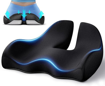 Benazcap X Large Memory Seat Cushion for Office Chair Ergonomic Cushions Butt Pillow for Pressure Relief Sciatica & Pain Relief Memory Foam for Long Sitting for Gaming Chair and Car Seat