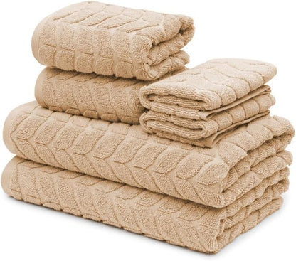 BAGNO MILANO Turkish Bath Towels, Soft Plush Jacquard Luxury Bath Towels, Quick Dry Towel Set (Latte, Bath Sheet)