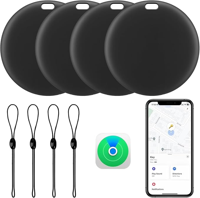 [Apple MFi Certified] LBPRT Air Tracker Tag 4 Pack, Smart Bluetooth Item Finder Work with Apple Find My (iOS Only, Android not Supported), Key Locator for Luggage Suitcase, Wallet. Replaceable Battery