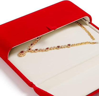 Oirlv Premium Velvet Big Necklace Gift Box Jewelry Box for Women Long Necklace Storage Case