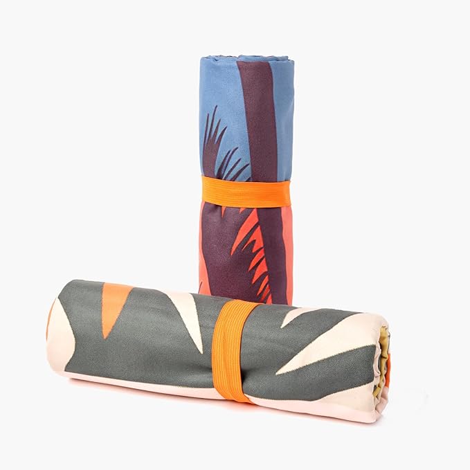 Eunzel 2 Pack Microfiber Beach Towel, Quick Dry Travel Towel Large Sand Free Towel for Beach, Camping, Swim Pool, Gym, Sports& Yoga 71"x32", Retro Tropics/Tropical Sunset