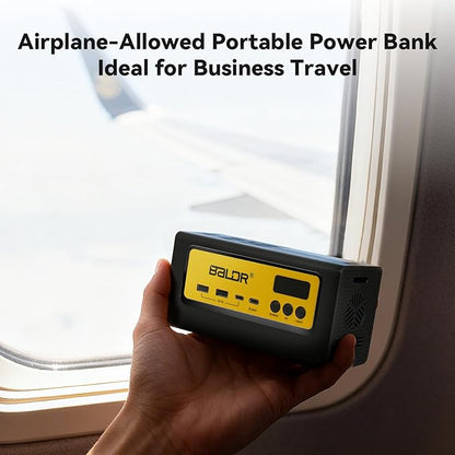 BALDR Portable Power Station 28000mAh, 90Wh LiFePO4 Battery Backup Camping Solar Generator Fast Charging with AC Outlet 150W Peak Power Bank for Home Backup Outdoor Emergency