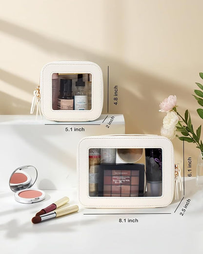 Travel Clear Makeup Bag Set, TSA Approved Cosmetic Bag Case with Zipper Portable Makeup Pouch Toiletry Bag Women Traveling Cosmetic Organizer Storage Bag Car Organizer Car Essentials for Women