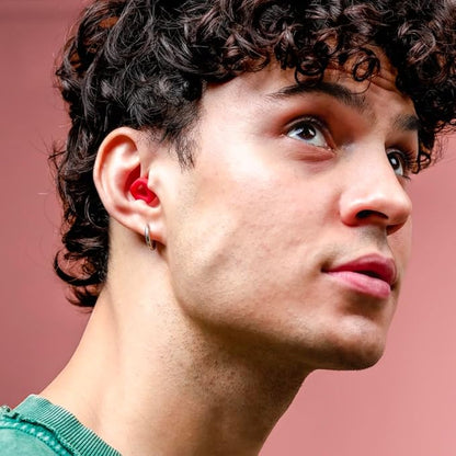 Zenz Unwind Ear Plugs for Sleeping Noise Reduction - Comfy Reusable Soft Silicone Earplugs for Focus, Study, Work - 8 Pair Eartips in XS/S/M/L - 27dB Hearing Protection with Storage Case - Fiery Red