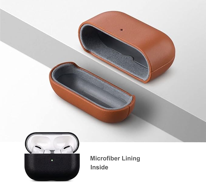 Lopie Handmade Series Cowhide AirPods Pro Case, Full Grain Leather, Shockproof, Dust/Dirt Proof - Black