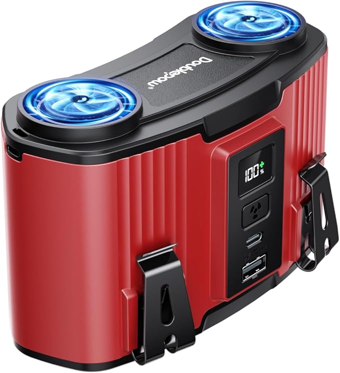 12000mAh Personal Waist Fan, USB Rechargeable Clip The Waist For Working,10 Speed & 23H Cooling and Heatstroke Prevention For Outdoor Travel Camping (Red, 12000mAh)