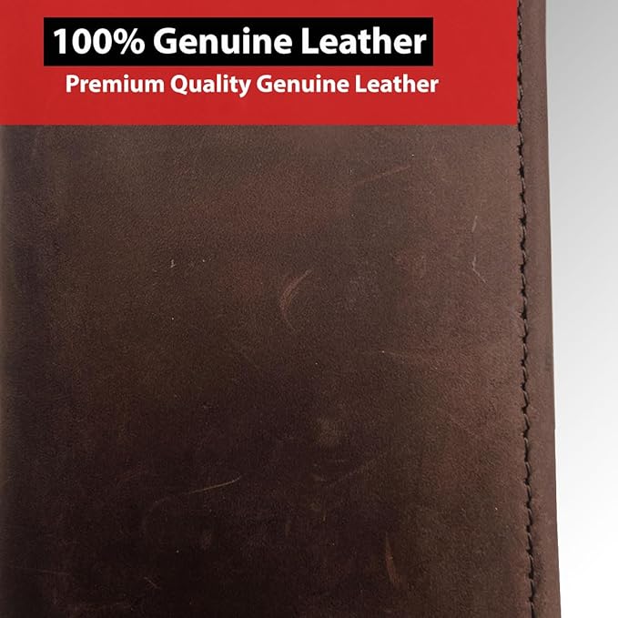 IBRO VINTAGE Motorcycle Chain Wallet for Men – Premium Cowhide Leather, RFID Tri-Fold Biker Wallet with Heavy Duty Chain for Bikers Truckers & Hunters, Credit Card Money Organizer Long Wallet