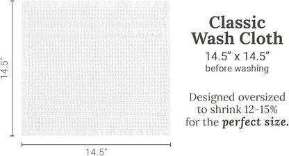 GILDEN TREE Waffle Towels Wash Cloths for Showering, Exfoliating Washcloth Face Towels, Quick Dry Towel Cotton Washcloths Set of 4, Classic Style (White)