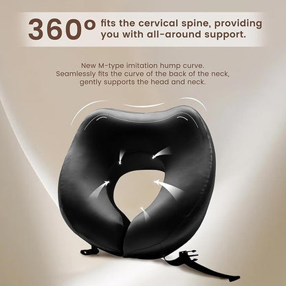 THXSILK 100% Mulberry Silk Neck Pillow for Traveling, Pure Memory Foam Travel Pillow for Airplanes, Travel Neck Pillow for Sleeping, Head and Neck Support, Includes Storage Bag (Black)