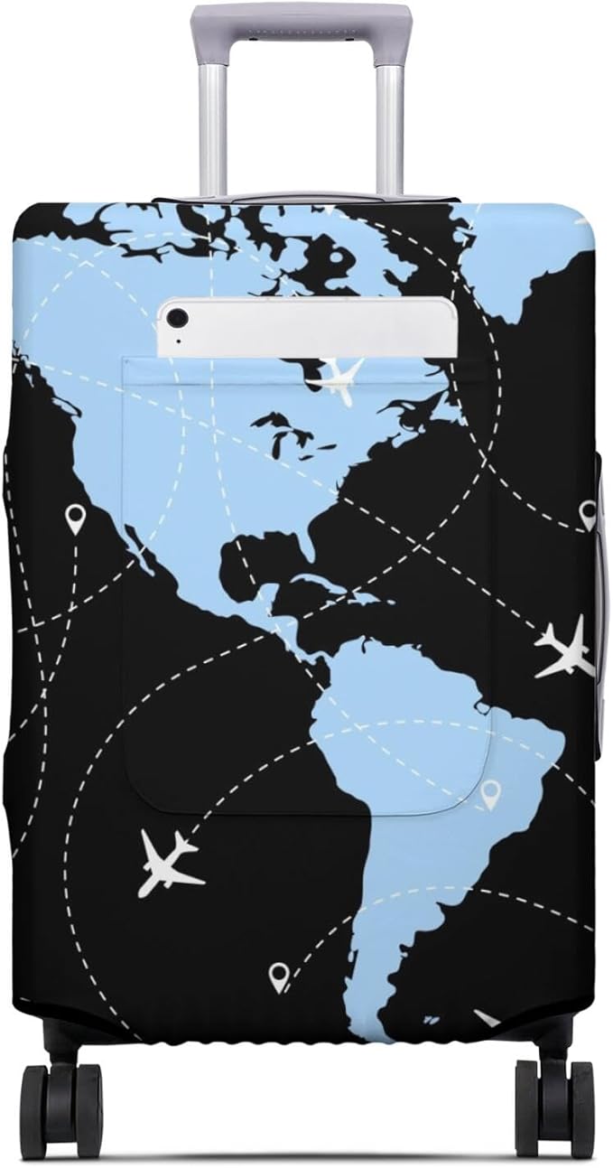 World Plates Travel Luggage Cover, Travel-Themed Suitcase Protector Stretchable, Washable Travel Suitcase Cover (XL for 29-32 Inch Luggage)