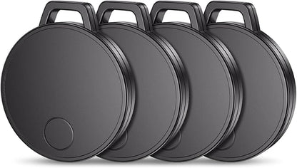 Keys Finder, Bluetooth Tracker and Item Locator for Keys, Bags, and More; Android and iOS Compatible, Phone Finder, Water Resistance, Replaceable Battery, 4-Pack