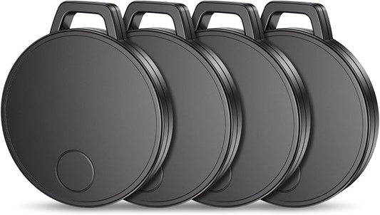 Keys Finder, Bluetooth Tracker and Item Locator for Keys, Bags, and More; Android and iOS Compatible, Phone Finder, Water Resistance, Replaceable Battery, 4-Pack