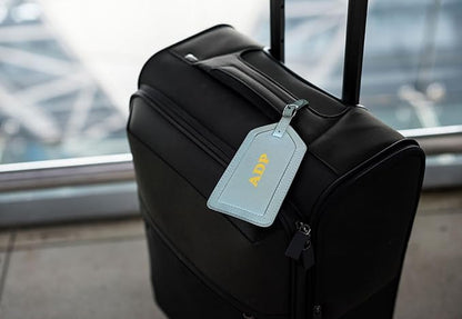 Personalized Monogrammed Chambray Leather RFID Passport Wallet and Luggage Tag