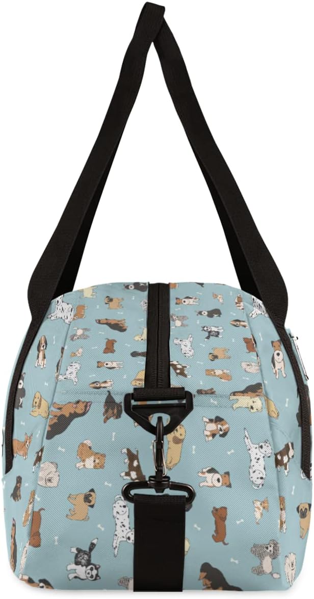 Custom Your Name Bones Dog Animal Pattern Personalized Text Gym Duffle Bag for Kids,Sports Bag for Teens Boys & Girls Small Waterproof Overnight Weekender Carry School Practice Travel Bag