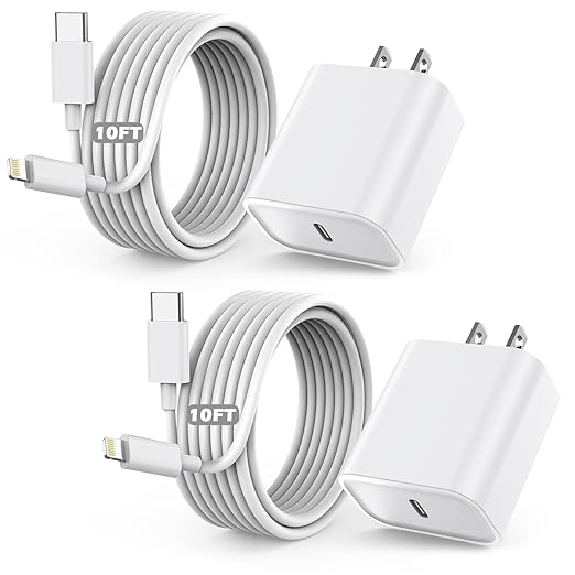 Fast Charger iPhone,10 Feet iPhone Charger,Super Fast Charging Block with 10Foot USB C to Lightning Cable Type C Wall Plug Charging for iPhone 14/14 Pro Max/14 Plus/13/13 Mini/12/11/X/XR/SE,iPad