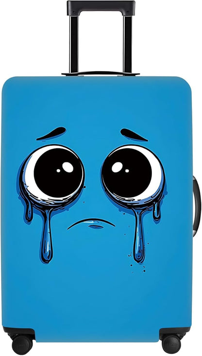 Crying Face Luggage Cover, Washable Funny Cartoon Suitcase Cover, Stretchable Travel Suitcase Protector Anti-scratch Bag Cover,M