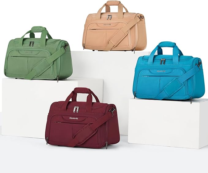 Hanke Underseat Carry On luggage Bags for Travel, Foldable Travel Bags for Women, Soft Lightweight Personal Item Travel Bag Small Carry On Bags for Airplanes, Travel Tote Bags for Women Men.（Burgundy）