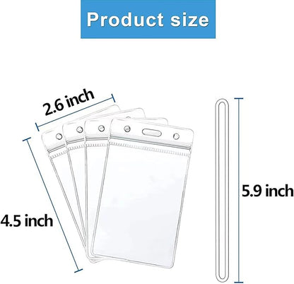 100 Pack Clear Luggage Tags Bag Tags Holder Identification ID Card Badge Holder with Luggage Tag Loop Straps for Business Travel and Office Supplies