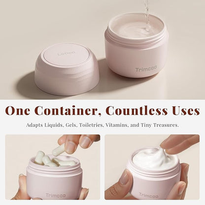 New Travel Toiletry Containers [Ultra Leakproof] TSA-Approved, PLA Hard Shell Jars with 5 Magnetic Labels, Wide Mouth Bottles for Lotion, Cleanser, Shampoo, Conditioner, Pink, 3 Pack, 1OZ