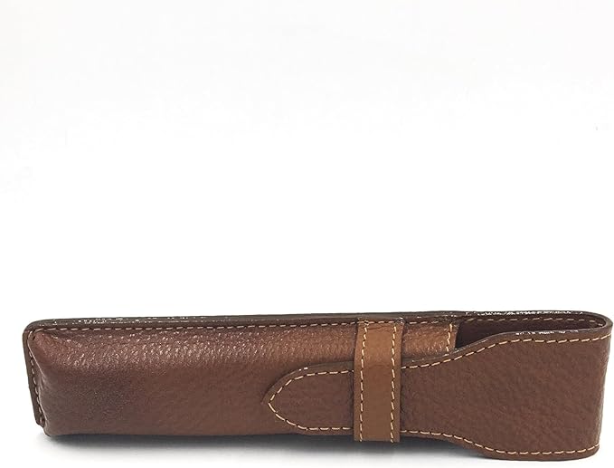 Parker Leather Razor Case–Saddle Brown Full Grain Hand-Stitched Sleeve for Straight Razors, Barber Razors | Compact Travel Pouch | Durable Blade Guard for Dopp Kits & Toiletry Bags | Iconic Brand