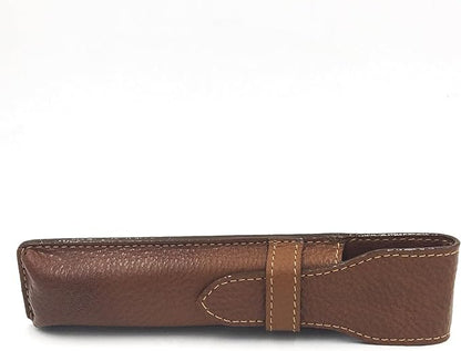 Parker Leather Razor Case–Saddle Brown Full Grain Hand-Stitched Sleeve for Straight Razors, Barber Razors | Compact Travel Pouch | Durable Blade Guard for Dopp Kits & Toiletry Bags | Iconic Brand