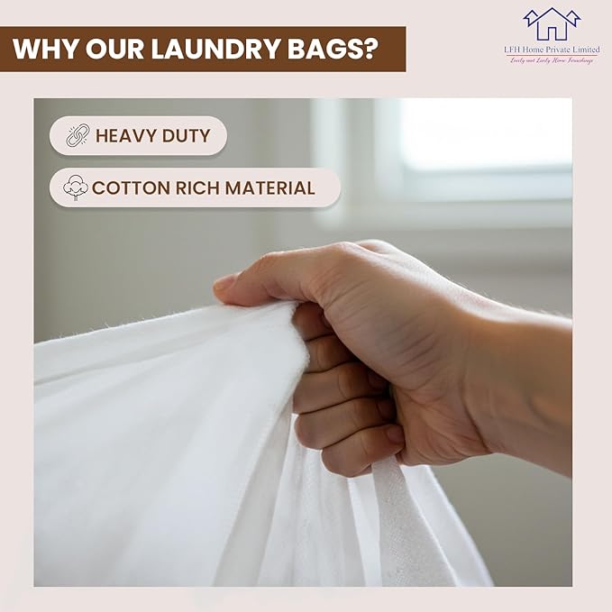 LFH Home Cotton Canvas Large Laundry Bag with Handle, Heavy Duty Drawstring Closure Washable Laundry Bags School Travel, Home, Hotel, College Dorm, Organizer Sack, Cloths 20x30-White, Thanks Giving