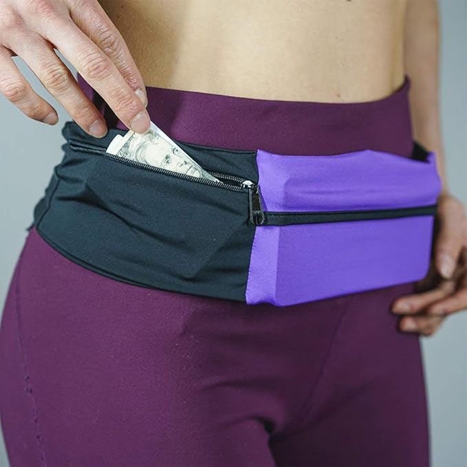 3 Pocket Adjustable Running Belt Waist Pack, Fanny Pack For Working Out With Sweat Resistant Backing, Holds All iPhone Models