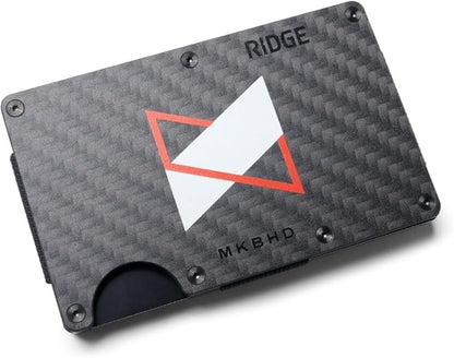 Ridge Wallet for Men - Slim Minimalist Compact Wallet and Card Holder, RFID Protected Front Pocket Wallets for Men with Integrated Cash Strap (MKBHD Carbon Fiber)
