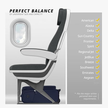 Verage Under Seat Luggage with Wheels, Softside Expanable Small Suitcase Carry On Luggage Bags for Airlines Airplanes Short Trip Men Women (Navy, 16-Inch Rolling Underseat)