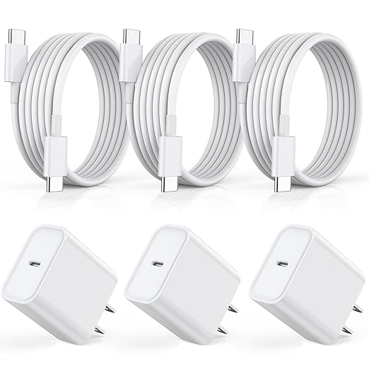 Fast Charger for iPhone 17 16 15, 3Pack USB C iPad Charge PD Fast Charger Block 6FT Long USBC to Type C i Phone Charging Cable Cord for iPhone 17 Air/Pro/Pro Max/16 Pro/Plus/15/15 Pro/Pro Max,iPad Pro