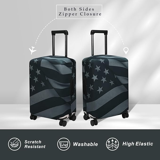 Explore Land Travel Luggage Cover Suitcase Protector Fits 23-26 Inch Case (Flag, M)