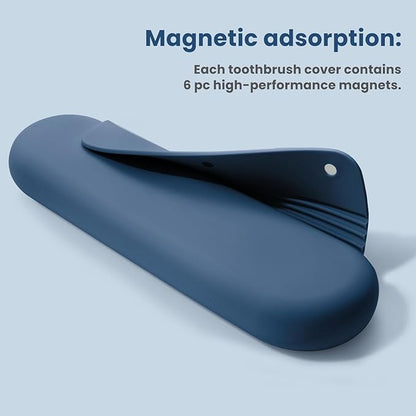 Silicone Electric Toothbrush Travel Cover, Toothbrush Travel Containers Bag Case for Men and Women,Keeps Toothbrush Fresh and Clean, Fits Most Manual and Electric Toothbrushes - Blue