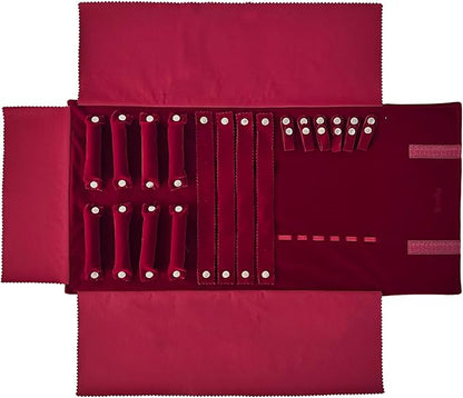 UnionPlus Velvet Jewelry Case Roll Bag for Necklace Bracelet Earrings Rings Multi-compartments, Great Jewelry Organizer for Travel, Burgundy