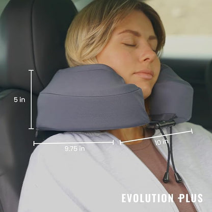 Cabeau Air Travel Pillow for Long Flights – Evolution Plus – U Shaped Memory Foam Neck Support – Removable, Washable Cover – Comfort On-The-Go for Airplane, Train, and Car (Black)