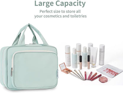 Narwey Hanging Toiletry Bag for Women Travel Makeup Bag Organizer Toiletries Bag for Travel Size Essentials Accessories Cosmetics (Mint Green (Medium))