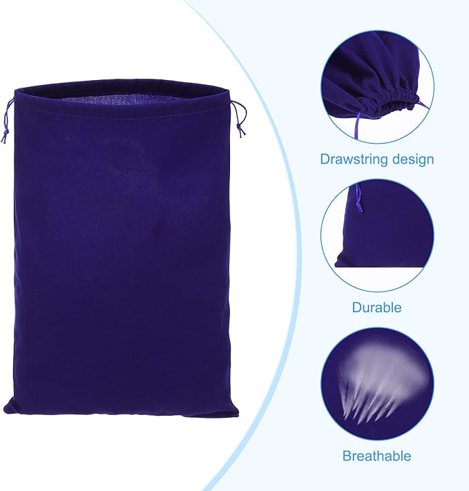 PATIKIL Shoe Dust Bag, 16 Pack Duster Flannel Shoes Pouch with Drawstring Washable Breathable Travel Shoe Bags for Home Luggage Storage, 12x17" Deep Blue