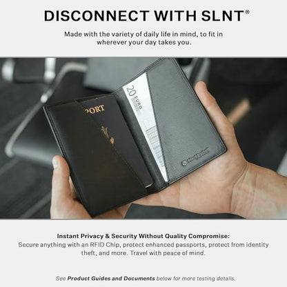 Silent Pocket RFID Blocking Black Leather Passport Wallet - Secure Your Information, Great for Travel