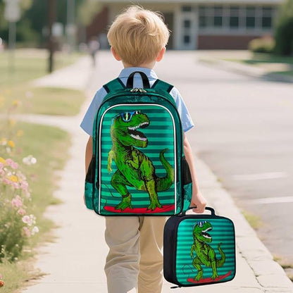 AGSDON 5 Piece Kids Luggage Set for Boys, Cute Rolling Wheels Suitcase for Toddler, Children Travel Carry on Suitcase-Dinosaur