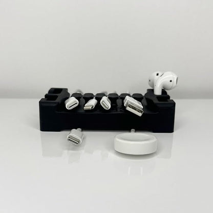 DeskBrick – Patented Non-Slip Steel-Weighted Desk Organizer & Cable Management Gadget, Versatile Cord, Phone & Accessory Holder for Office, Home & Desktop – Best Gift for Men. Light Gray