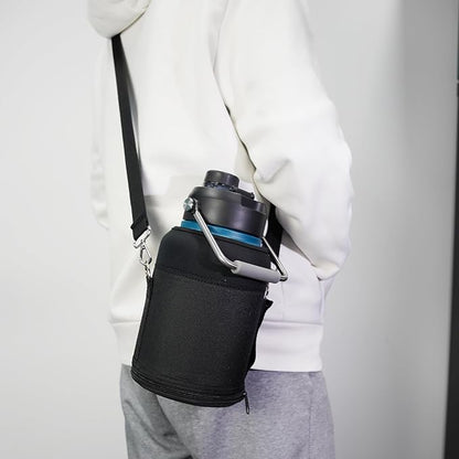 Jug with Handle,87 oz Insulated Water Bottle with Carrying Pouch, Double Wall Vacuum Stainless Steel Metal Bottle,Blue