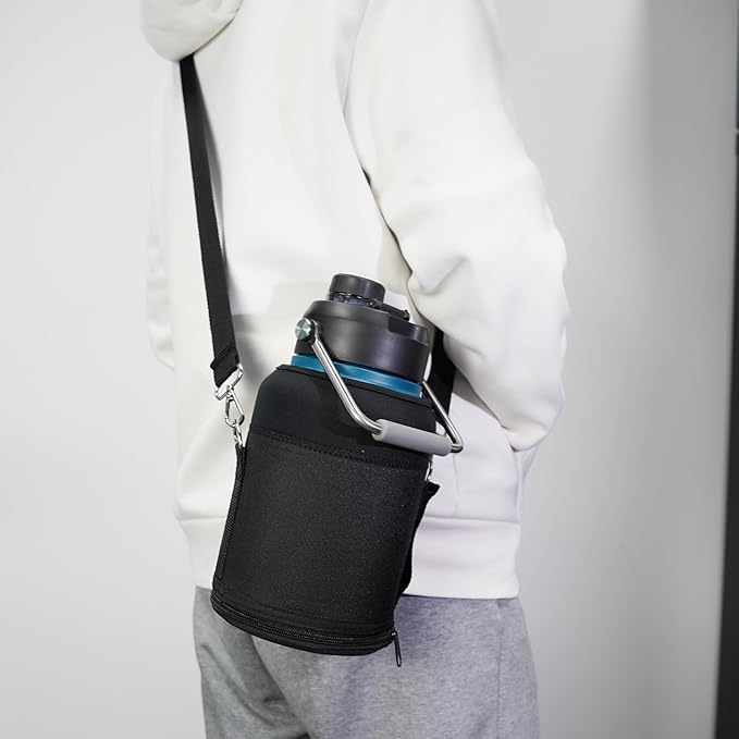 Jug with Handle,87 oz Insulated Water Bottle with Carrying Pouch, Double Wall Vacuum Stainless Steel Metal Bottle,Sky