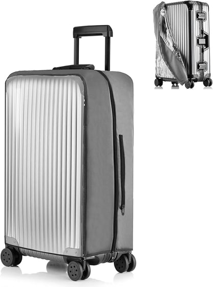 No Disassembly Suitcase Covers for Luggage - 26 Inch Clear Luggage Cover Protector, Gray PVC Luggage Protector Suitcase Cover