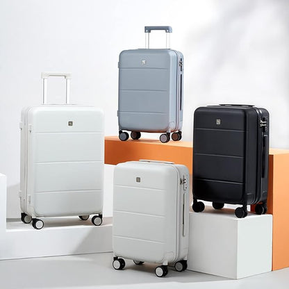 Hanke 20 Inch Carry On Luggage 22x14x9 Airline Approved PC Hard Shell Suitcases with Wheels TSA Luggage for Women Men Lightweight Travel Luggage(Smoke White)