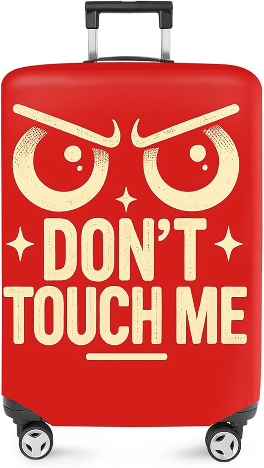 ANNA QUEEN Funny “Don’t Touch Me” Luggage Cover, Bold Red Suitcase Protector with Angry Eyes Design, Stretchable, Washable Travel Cover for 24-26 Inch Luggage