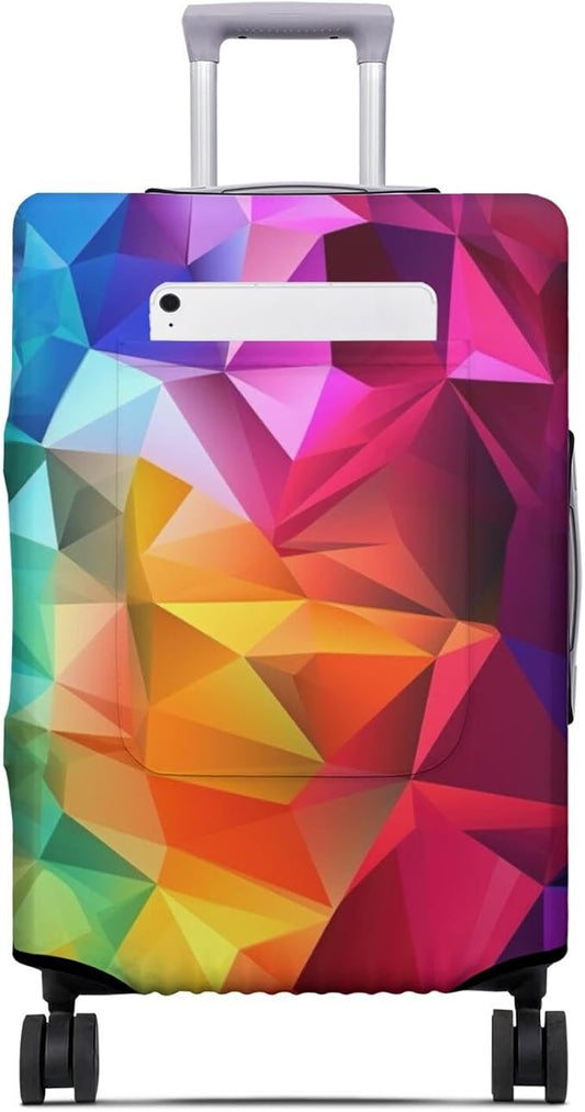 Geometry Travel Luggage Cover, Travel-Themed Suitcase Protector Stretchable, Washable Travel Suitcase Cover (L for 25-28 Inch Luggage)