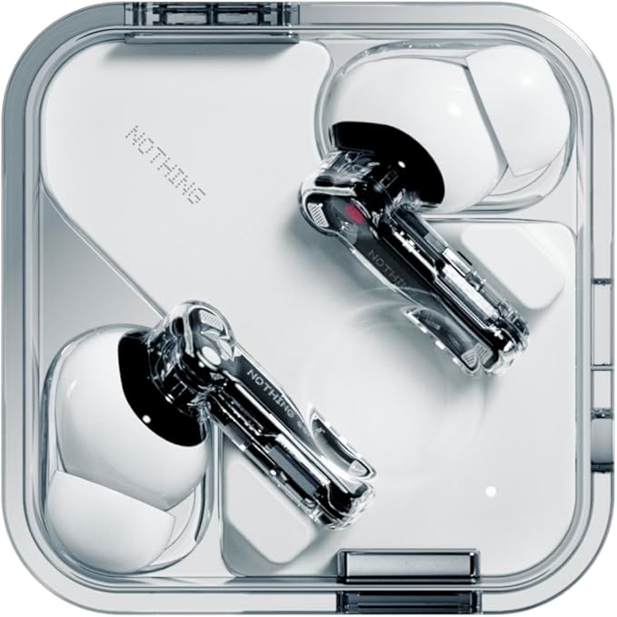 Nothing Ear Wireless Earbuds Bluetooth, 45dB Hybrid Smart ANC Earbuds, 11mm Deep Bass Boost, Hi-Res Audio with LDAC & LHDC 5.0, 6 Mics Call, 40.5H Playtime with Fast Charging Case, ChatGPT Supported
