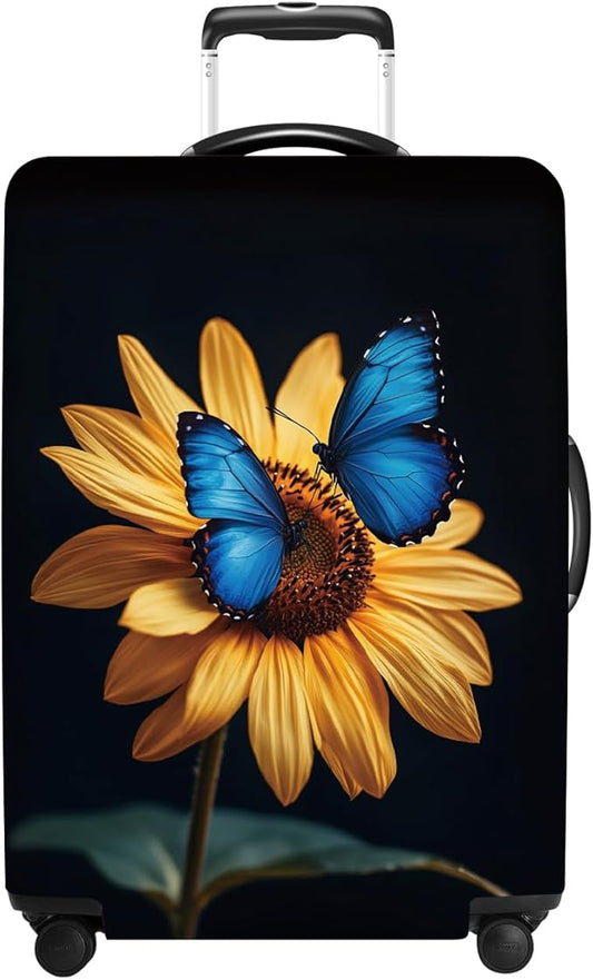 Luggage Cover Washable Suitcase Protector Anti-scratch Suitcase cover Fits 20-34 Inch Luggage (Sunflower, M(24-26inch suitcase))