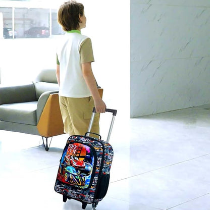 UFNDC Kids Suitcase for Boys, Suspension Bridge Racing Luggage with Wheels，Travel Carry on for Children Toddler Elementary